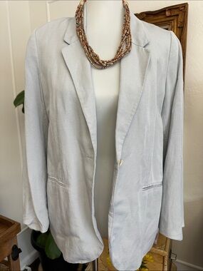 H&M Pale Blue Linen Blazer Jacket